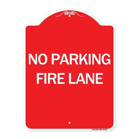 SIGNMISSION Pavement Stencil No Parking Fire Lane, Red & White Aluminum Sign, 18" x 24", RW-1824-24610 A-DES-RW-1824-24610